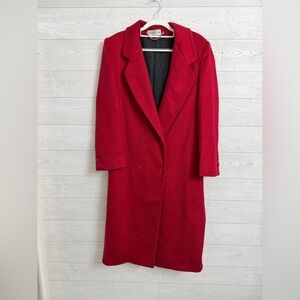 Ashley Scott Vintage Red Wool Double Breasted Maxi Coat. Size L